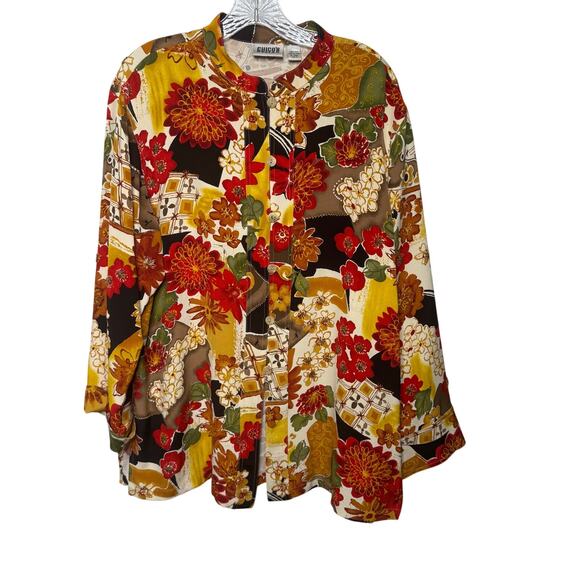 Chico's Tops - Chico’s Design Silk Blouse Size 3 (XL)Vintage Floral Embellished Shirt Boho